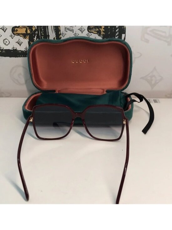 New ✨ Authentic Gucci GG0544S 003 Sunglasses – Burgundy Frame with Blue Gradient main image 12